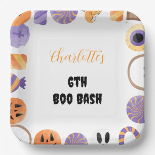 "Boo Bash" Halloween Birthday Party Invitation Paper Plate