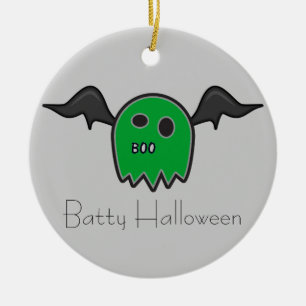 Boo Bat Green Ghost Batty Halloween Ornement