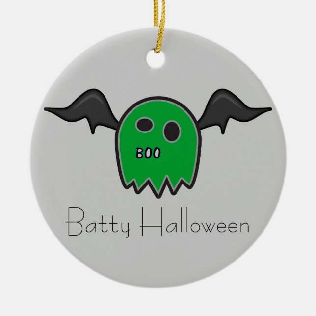Boo Bat Green Ghost Batty Halloween Ornement (Devant)