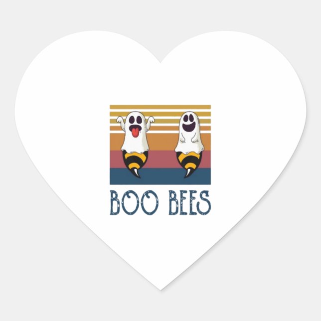 Boo Bees Couple Ghost Halloween shirt Heart Sticker (Front)