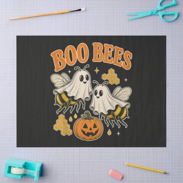 Boo Bees Funny Ghost Bee Pun Cute Halloween Tissue Paper (Craft)