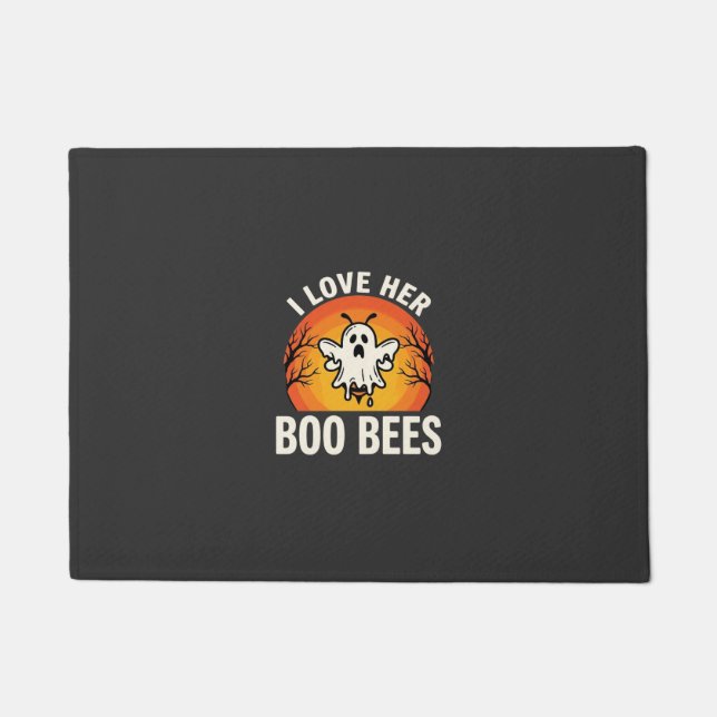 Boo Bees Halloween Ghost Bee Funny Design_1 Doormat (Front)