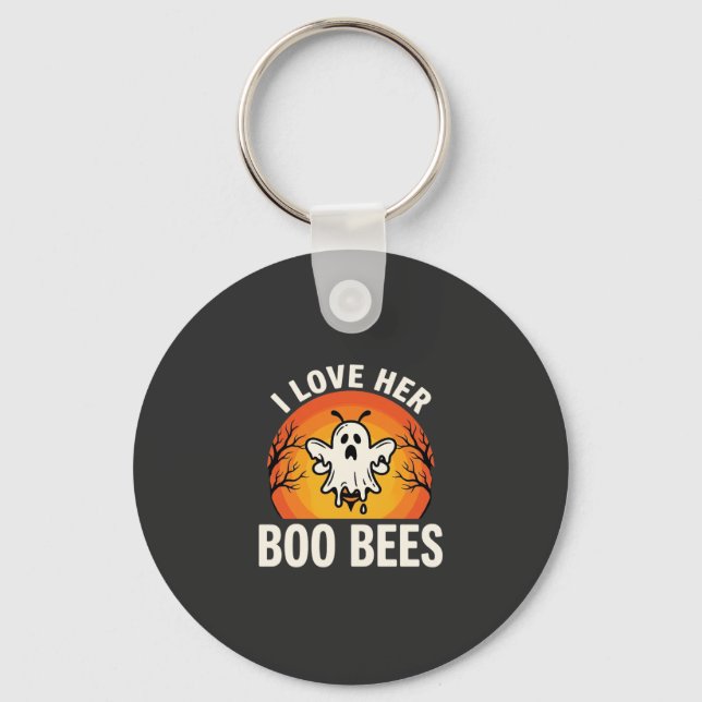 Boo Bees Halloween Ghost Bee Funny Design_1 Keychain (Front)