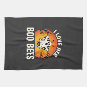 Boo Bees Halloween Ghost Bee Funny Design_1 Kitchen Towel