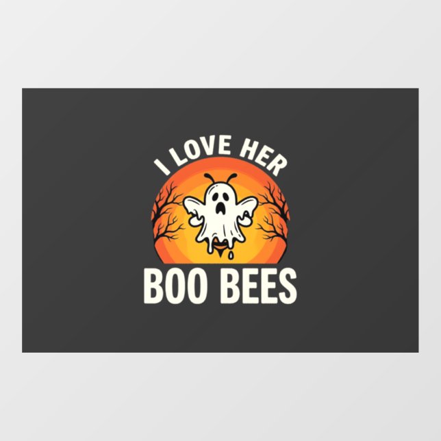 Boo Bees Halloween Ghost Bee Funny Design_1 Window Cling (Sheet)