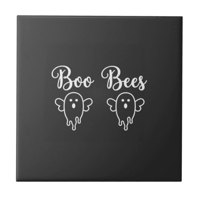 Boo Bees Halloween Ghost Design Tile (Front)