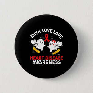 Boo Bees Heart Faith Hope Love Heart Disease Aware 2 Inch Round Button