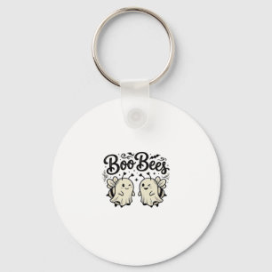 Boo Bees Vintage Halloween Ghost Bee Design_1 Keychain