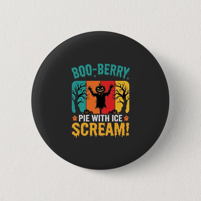 Boo-Berry Pie Halloween Ice Scream Design 2 Inch Round Button (Front)