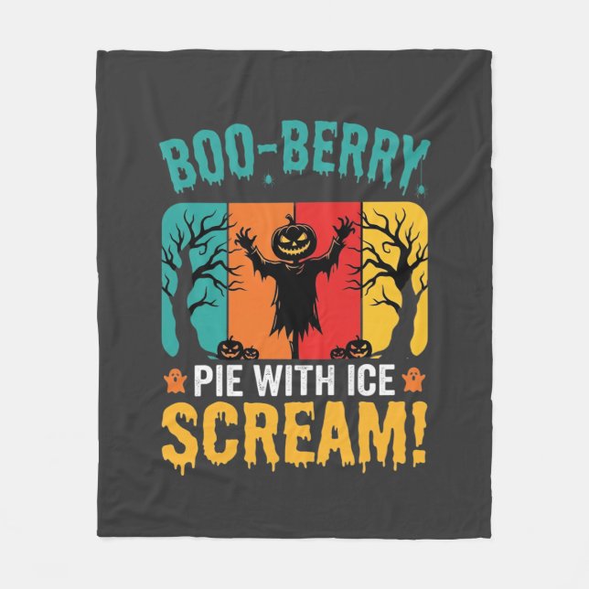 Boo-Berry Pie Halloween Ice Scream Design Fleece Blanket (Front)