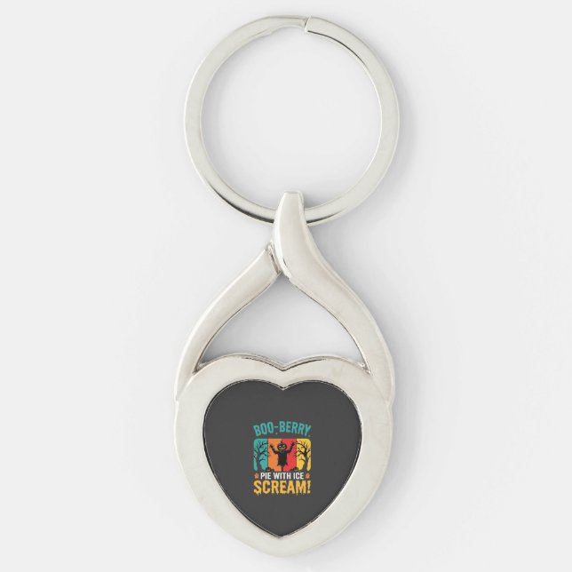 Boo-Berry Pie Halloween Ice Scream Design Keychain (Front)