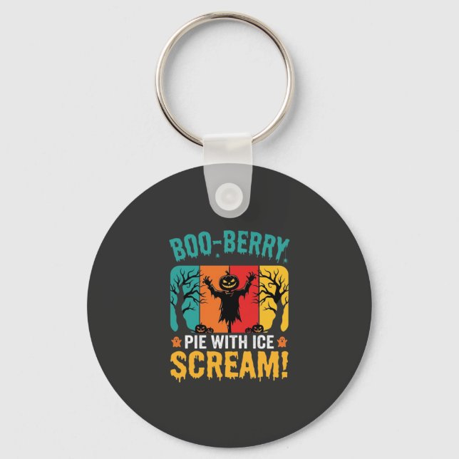 Boo-Berry Pie Halloween Ice Scream Design Keychain (Front)