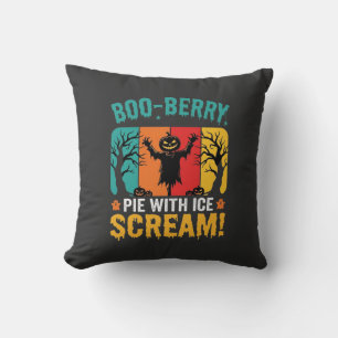 Boo-Berry Pie Halloween Ice Scream Design Throw Pillow