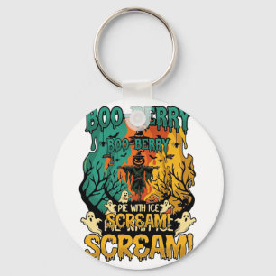Boo Berry Pie Ice Scream Pumpkin Scarecrow Hallowe Keychain