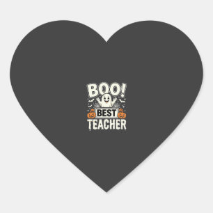 Boo Best Teacher Halloween Ghost Design_1 Heart Sticker