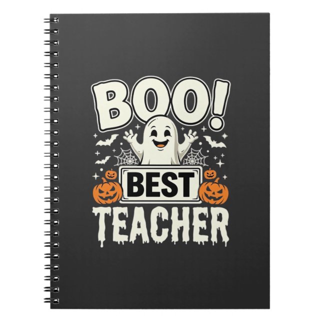 Boo Best Teacher Halloween Ghost Design_1 Notebook (Front)