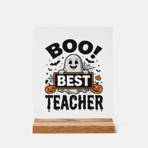 Boo Best Teacher Vintage Halloween Teacher Design_ Acrylic Sign