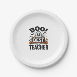 Boo Best Teacher Vintage Halloween Teacher Design_ Paper Plate