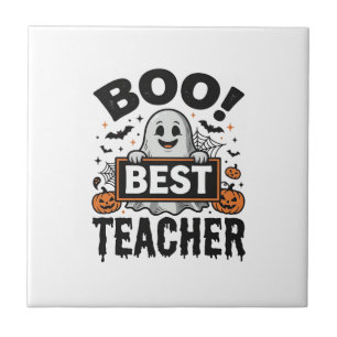 Boo Best Teacher Vintage Halloween Teacher Design_ Tile