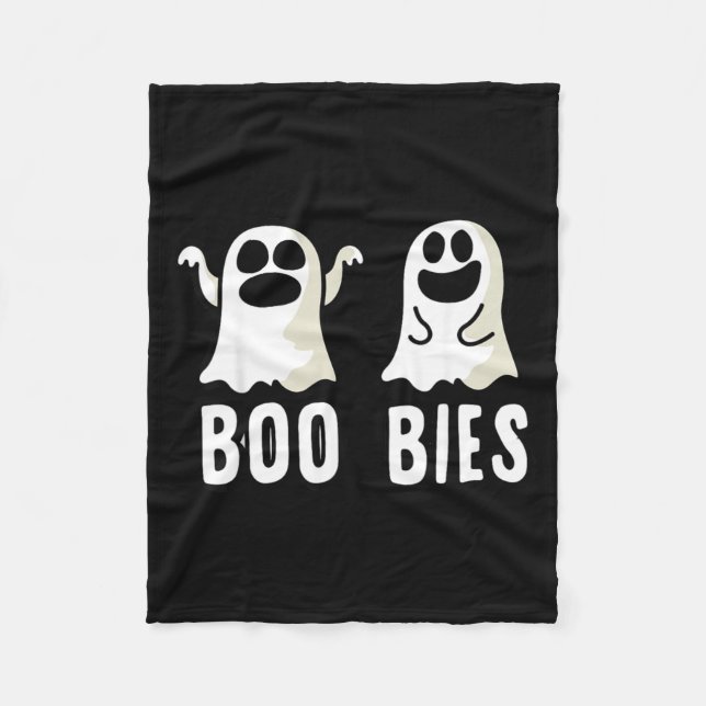 Boo-bies Ghost Funny Halloween Fleece Blanket (Front)