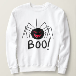 Boo! Big Black Spider Halloween Sweatshirt