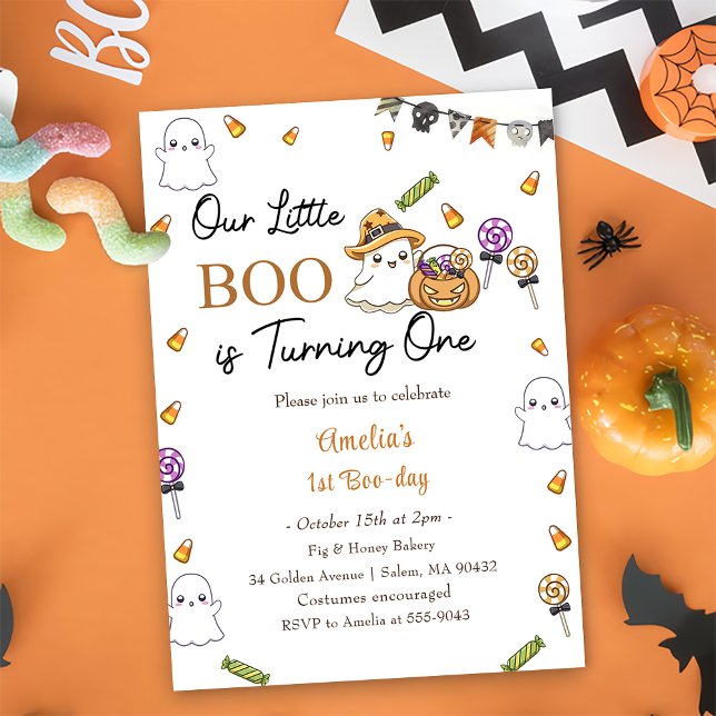 Boo Birthday Our Little Boo Is Turning One Invitation (Creator Uploaded)