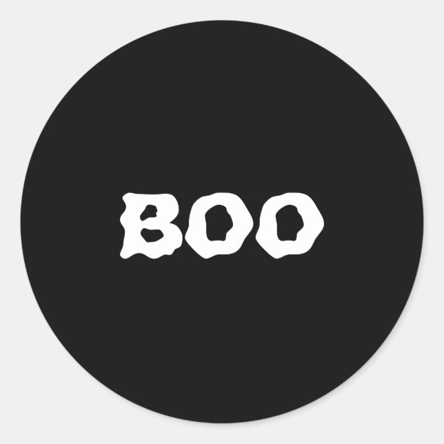 Boo black and white spooky Halloween Classic Round Sticker (Front)