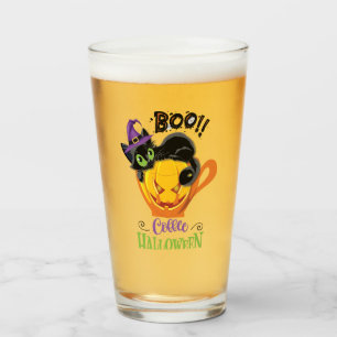 Boo Black Cat, Scary Pumpkin Coffee Halloween Glass