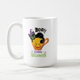 Boo Black Cat, Scary Pumpkin Coffee Halloween Mug