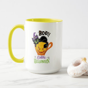 Boo Black Cat, Scary Pumpkin Coffee Halloween Mug
