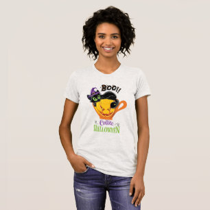 Boo Black Cat, Scary Pumpkin Coffee Halloween T-Shirt
