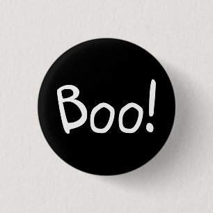 Boo black cute handwritten typography Halloween 1 Inch Round Button