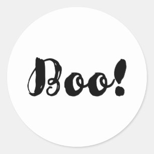 BOO! Black Halloween Party Trick or Treat Favour Classic Round Sticker