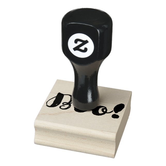 Boo! Black Halloween Typography Modern Type Rubber Stamp (Stamp)