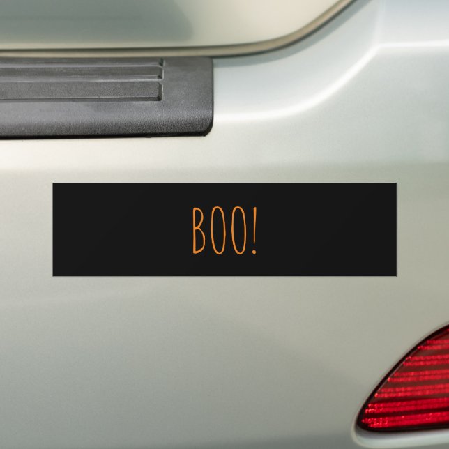 Boo black orange simple typography funny Halloween Bumper Sticker (On Car)