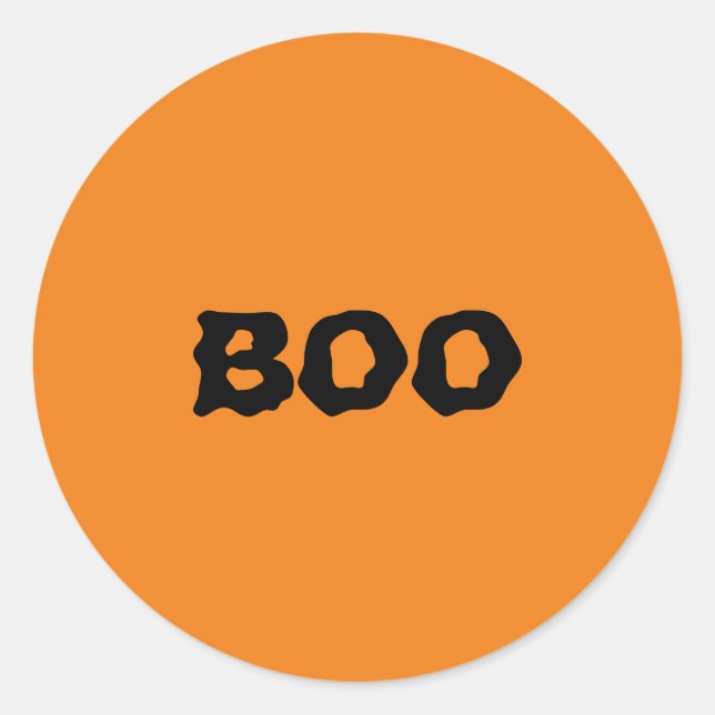 Boo black & orange spooky Halloween  Classic Round Sticker (Front)