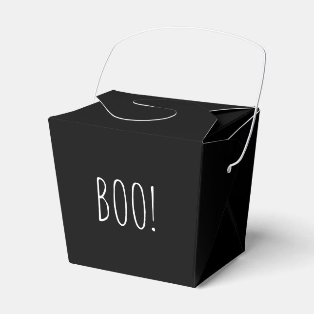 Boo black simple typography funny cute Halloween Favor Box (Front Side)