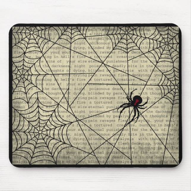 Boo Black Widow Spider & Creepy Text for Halloween Mouse Pad (Front)