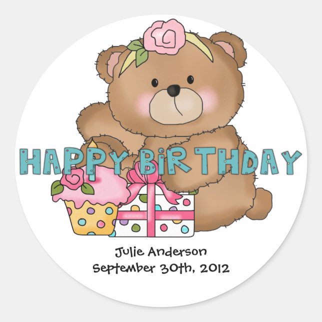 Boo Boo Bear 5 Birthday Party Stickers (Front)