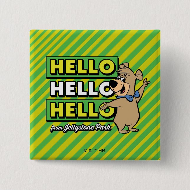 Boo-Boo Bear Hello Hello Hello From Jellystone 2 Inch Square Button (Front)