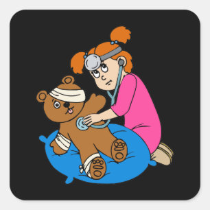 Boo-Boo Bear & Kid Doctor Square Sticker