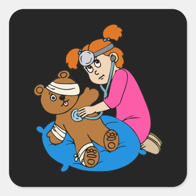 Boo-Boo Bear & Kid Doctor Square Sticker (Front)