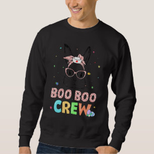 Boo Boo Crew Bunny Nurse Life Easter Leopard Glass Sweatshirt