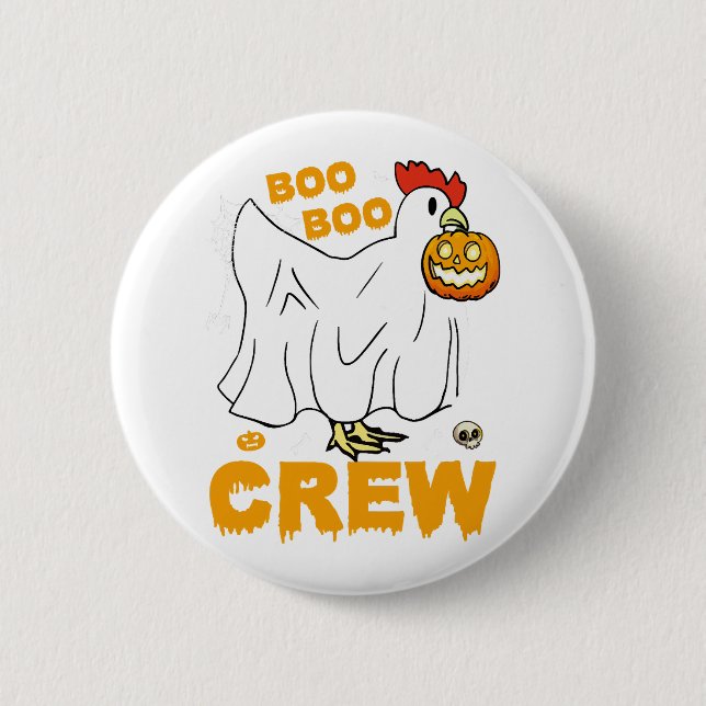 Boo boo crew chicken funny halloween 2 inch round button (Front)