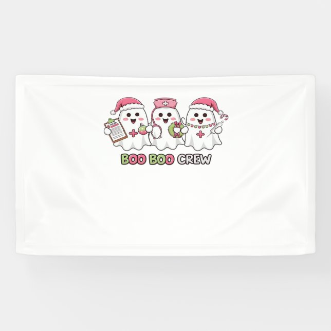 Boo Boo Crew Christmas, Ghost Nurse Oversized T-Sh Banner (Horizontal)