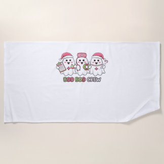 Boo Boo Crew Christmas, Ghost Nurse Oversized T-Sh Beach Towel