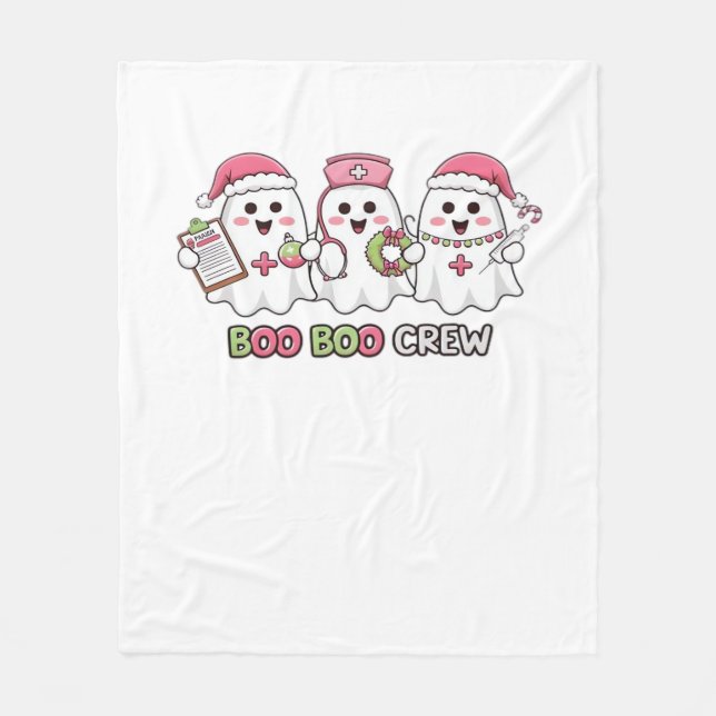 Boo Boo Crew Christmas, Ghost Nurse Oversized T-Sh Fleece Blanket (Front)