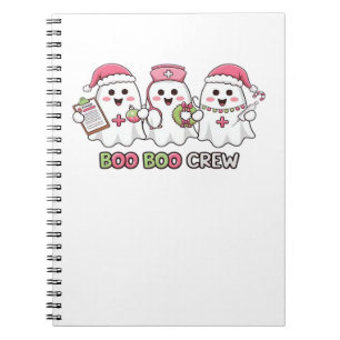 Boo Boo Crew Christmas, Ghost Nurse Oversized T-Sh Notebook