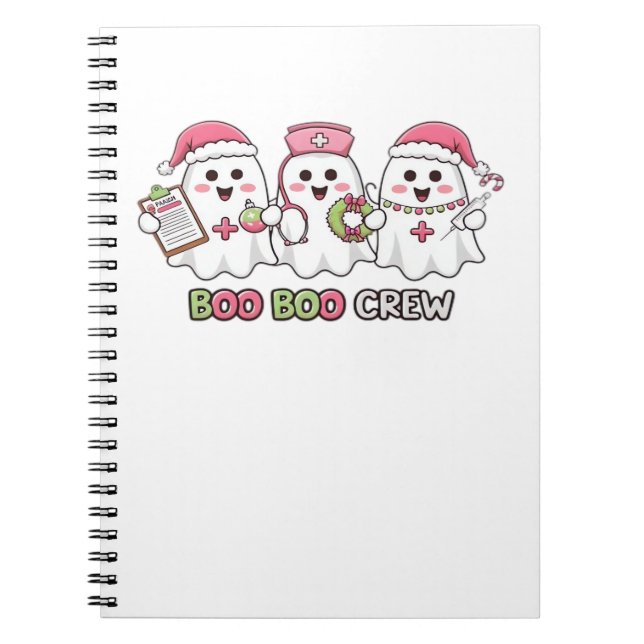 Boo Boo Crew Christmas, Ghost Nurse Oversized T-Sh Notebook (Front)