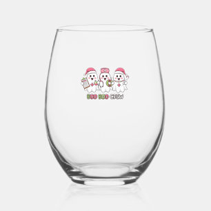 Boo Boo Crew Christmas, Ghost Nurse Oversized T-Sh Stemless Wine Glass